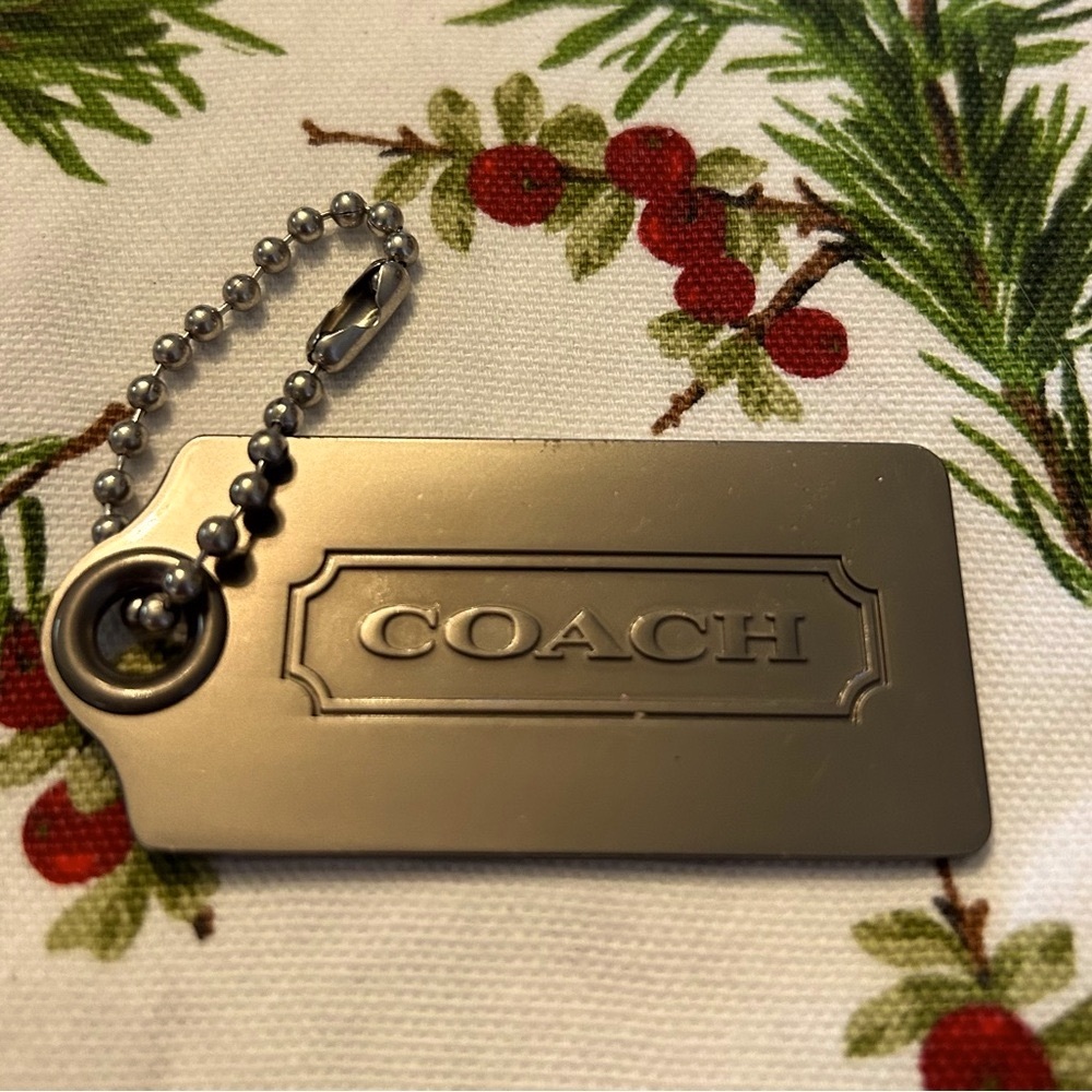 Coach  Silver Tone Metal Key Hang Tag, Hand Bag Key Chain Tag